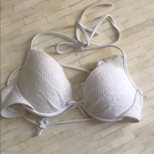 White push up halter bikini top